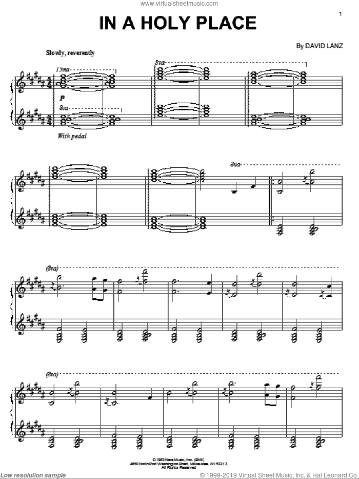 In A Holy Place sheet music for piano solo by David Lanz, intermediate skill level