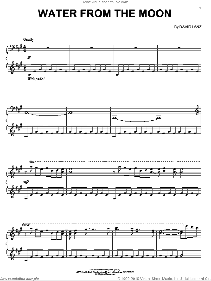 Water From The Moon sheet music for piano solo by David Lanz, intermediate skill level