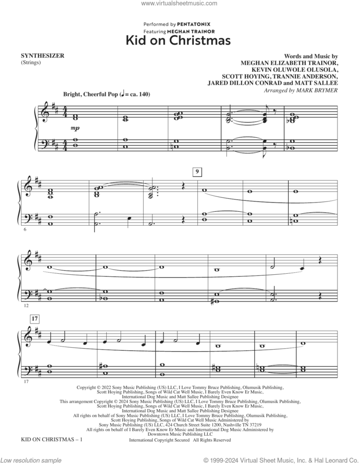 Kid On Christmas (arr. Mark Brymer) (complete set of parts) sheet music for orchestra/band (Rhythm) by Pentatonix, Jared Dillon Conrad, Kevin Olusola, Mark Brymer, Matt Sallee, Meghan Elizabeth Trainor, Meghan Trainor, Scott Hoying and Trannie Anderson, intermediate skill level