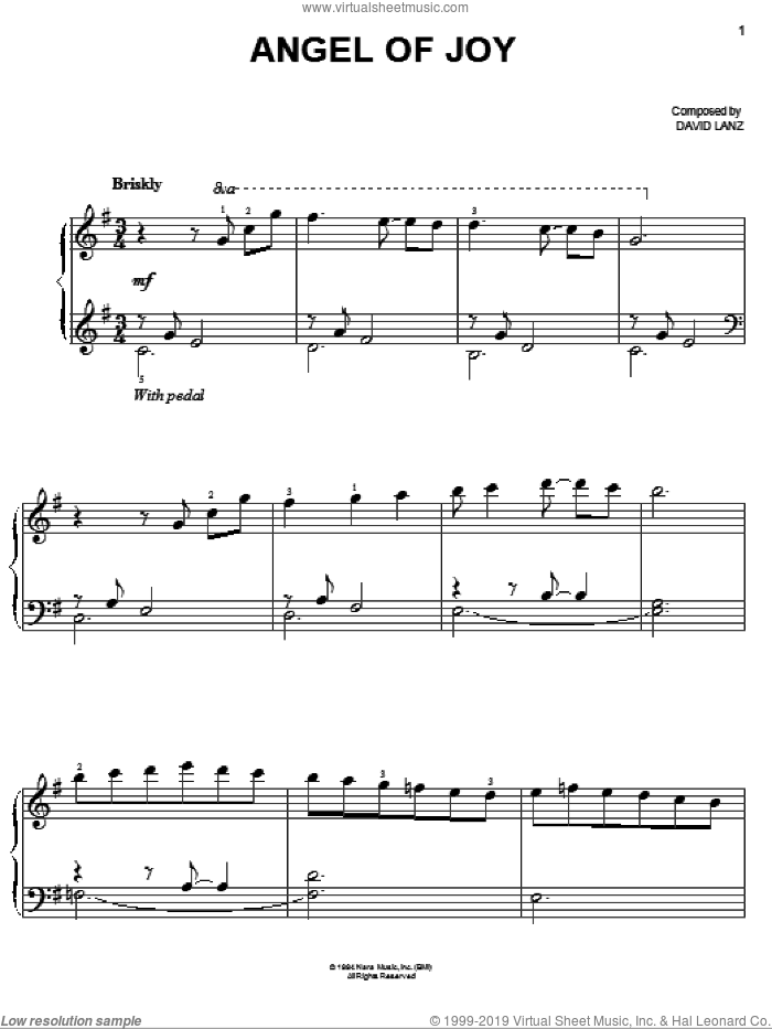 Angel Of Joy sheet music for piano solo by David Lanz, easy skill level