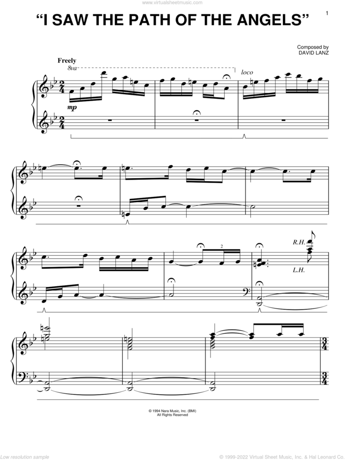 I Saw The Path Of The Angels sheet music for piano solo by David Lanz, easy skill level