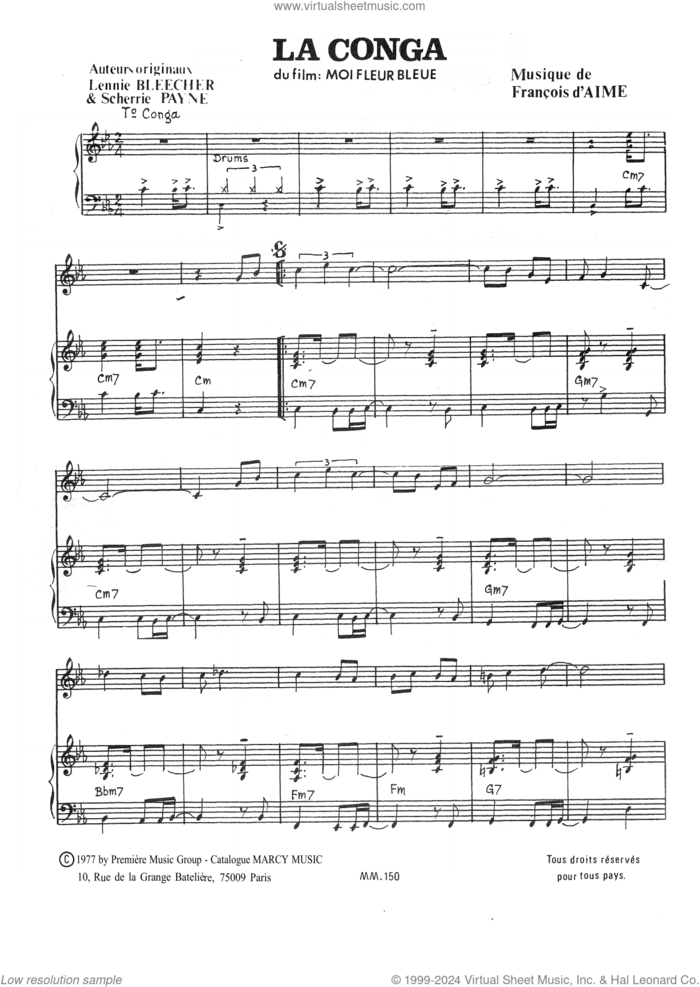 La Conga sheet music for voice and piano by François d'Aime, Lennie Bleecher and Scherrie Payne, classical score, intermediate skill level