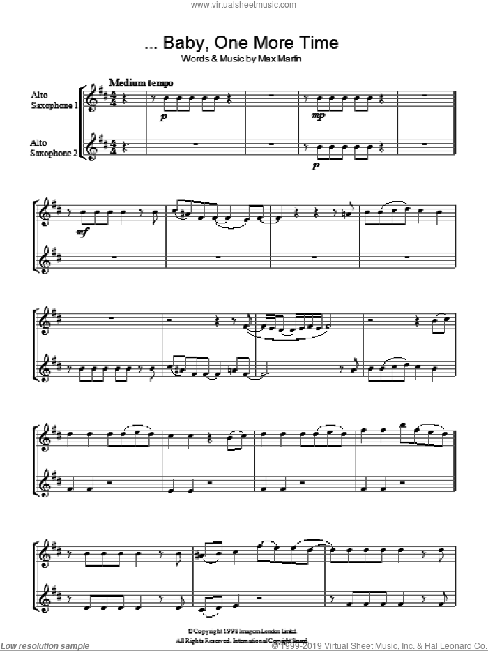 ...Baby One More Time sheet music for voice and other instruments (fake book) by Britney Spears and Max Martin, intermediate skill level