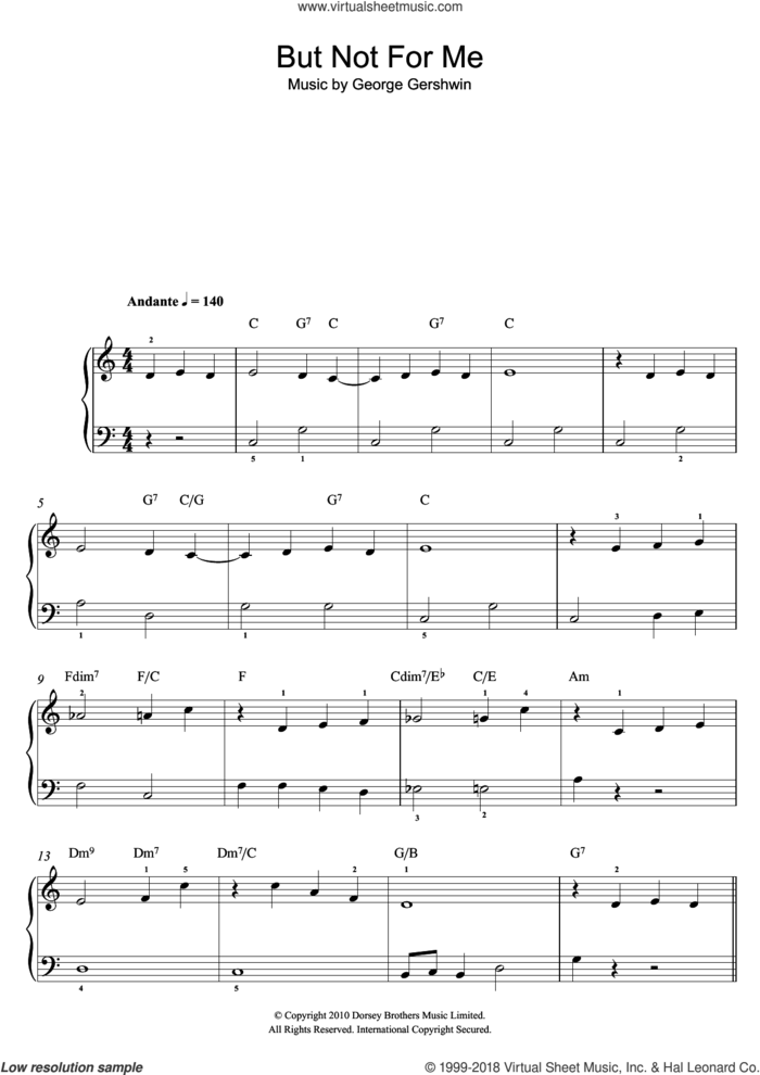 But Not For Me sheet music for piano solo by George Gershwin, easy skill level
