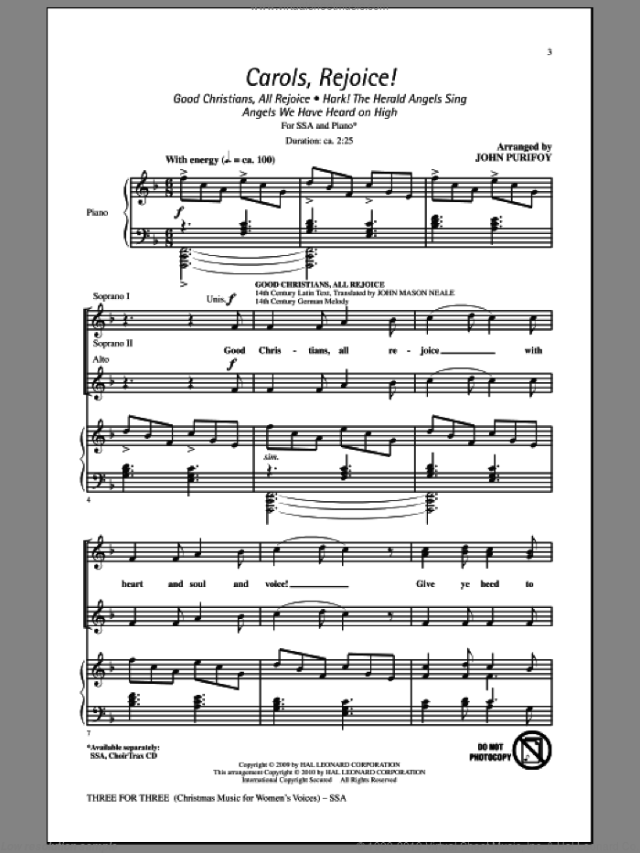 Three For Three - Three Songs For Three Parts - Volume 3 sheet music for choir (SSA: soprano, alto) by John Leavitt, John Purifoy and Keith Christopher, intermediate skill level
