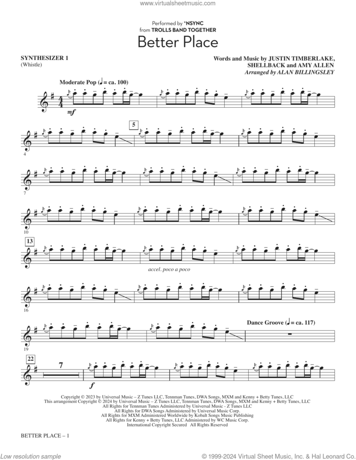 Better Place (from Trolls Band Together) (arr. Alan Billingsley) (complete set of parts) sheet music for orchestra/band (Rhythm) by Alan Billingsley, Amy Allen, Justin Timberlake and Shellback, intermediate skill level