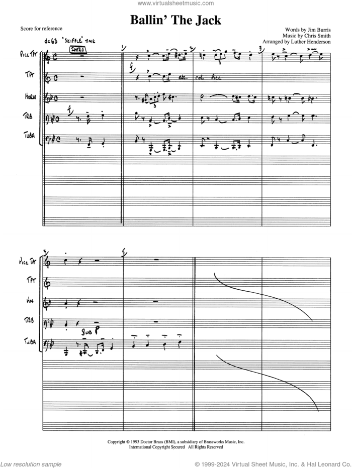 Ballin' the Jack (COMPLETE) sheet music for brass ensemble by Canadian Brass, Chris Smith and Luther Henderson, intermediate skill level