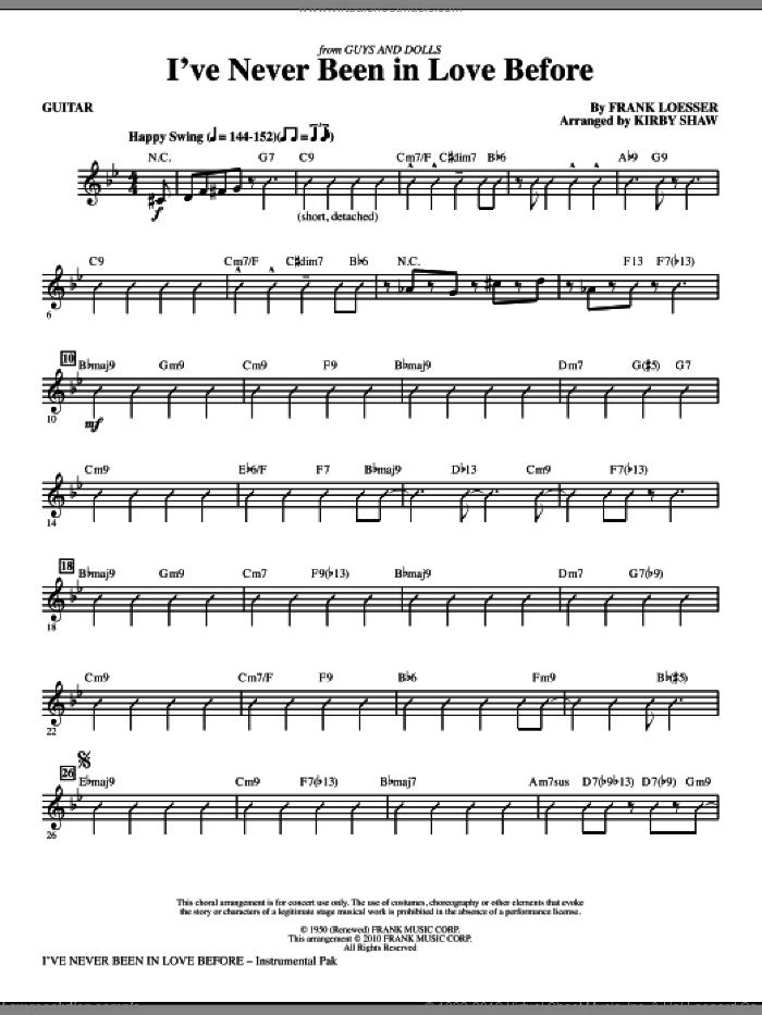 I've Never Been In Love Before (complete set of parts) sheet music for orchestra/band (Rhythm) by Frank Loesser and Kirby Shaw, intermediate skill level
