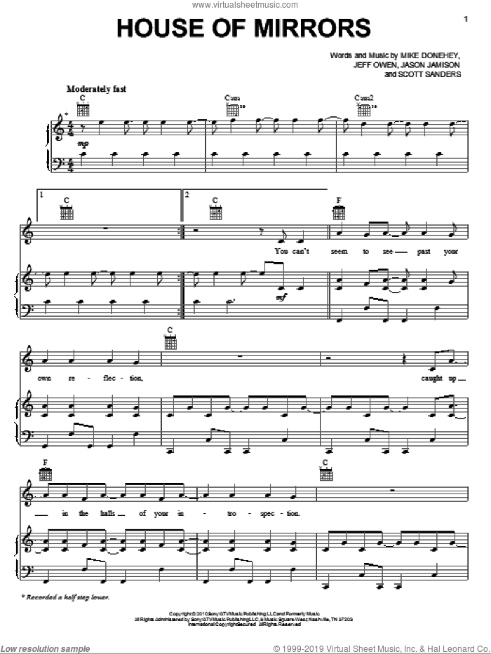 House Of Mirrors sheet music for voice, piano or guitar by Tenth Avenue North, Jason Jamison, Jeff Owen, Mike Donehey and Scott Sanders, intermediate skill level