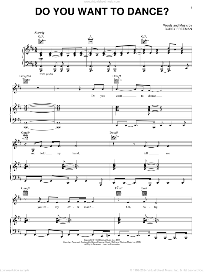 Do You Want To Dance? sheet music for voice and piano by Bette Midler, The Beach Boys and Bobby Freeman, intermediate skill level