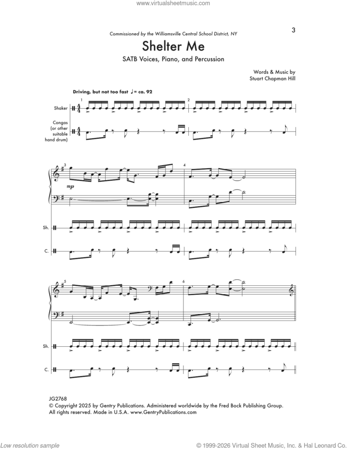 Shelter Me sheet music for choir (SATB: soprano, alto, tenor, bass) by Stuart Chapman Hill, intermediate skill level