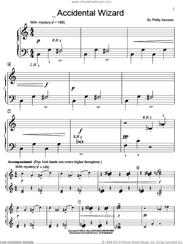 Accidental Wizard sheet music for piano solo (elementary) by Phillip Keveren and Miscellaneous, beginner piano (elementary)