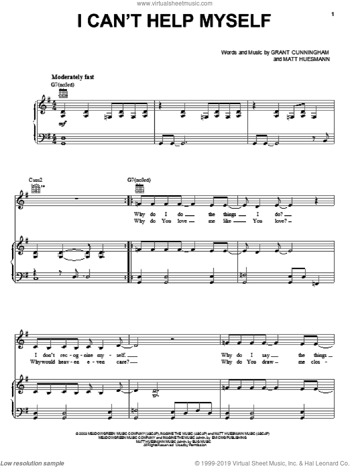 I Can't Help Myself sheet music for voice, piano or guitar by The Martins, Grant Cunningham and Matt Huesmann, intermediate skill level