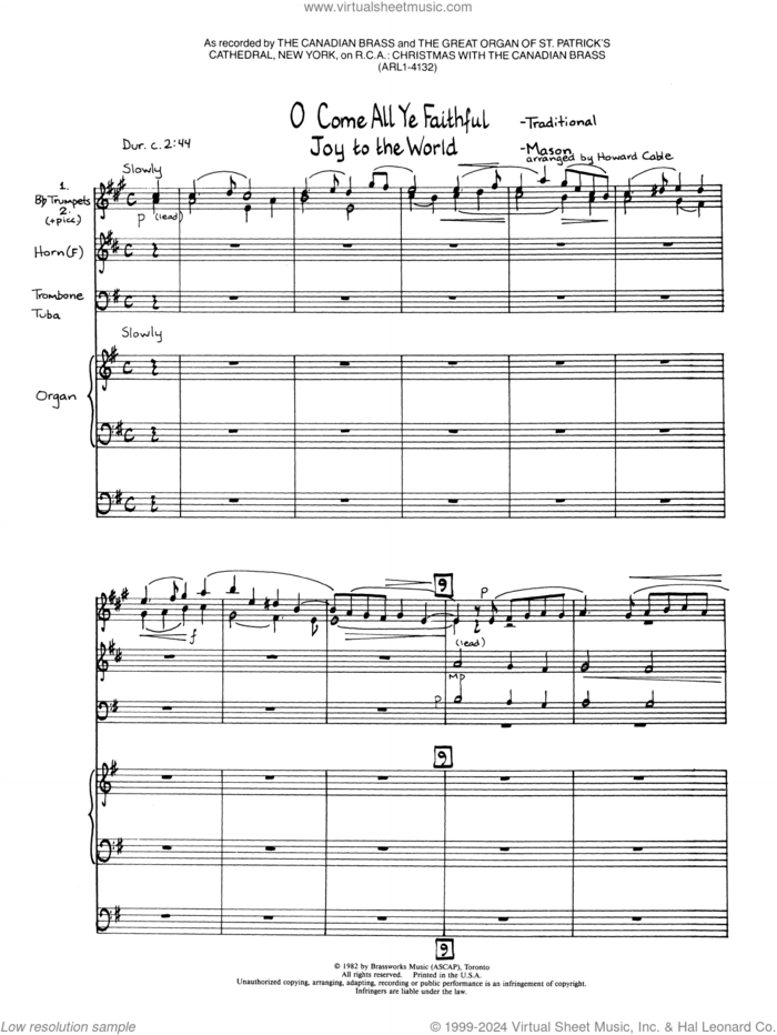 O Come All Ye Faithful / Joy to the World (COMPLETE) sheet music for brass ensemble by Canadian Brass, Don Gillis and Miscellaneous, intermediate skill level