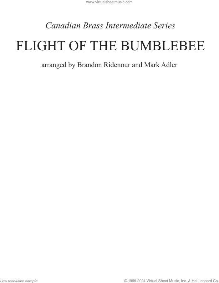 Flight Of The Bumblebee (Intermediate) (COMPLETE) sheet music for brass ensemble by Canadian Brass, Brandon Ridenour, Mark Adler and Nikolai Rimsky-Korsakov, classical score, intermediate skill level