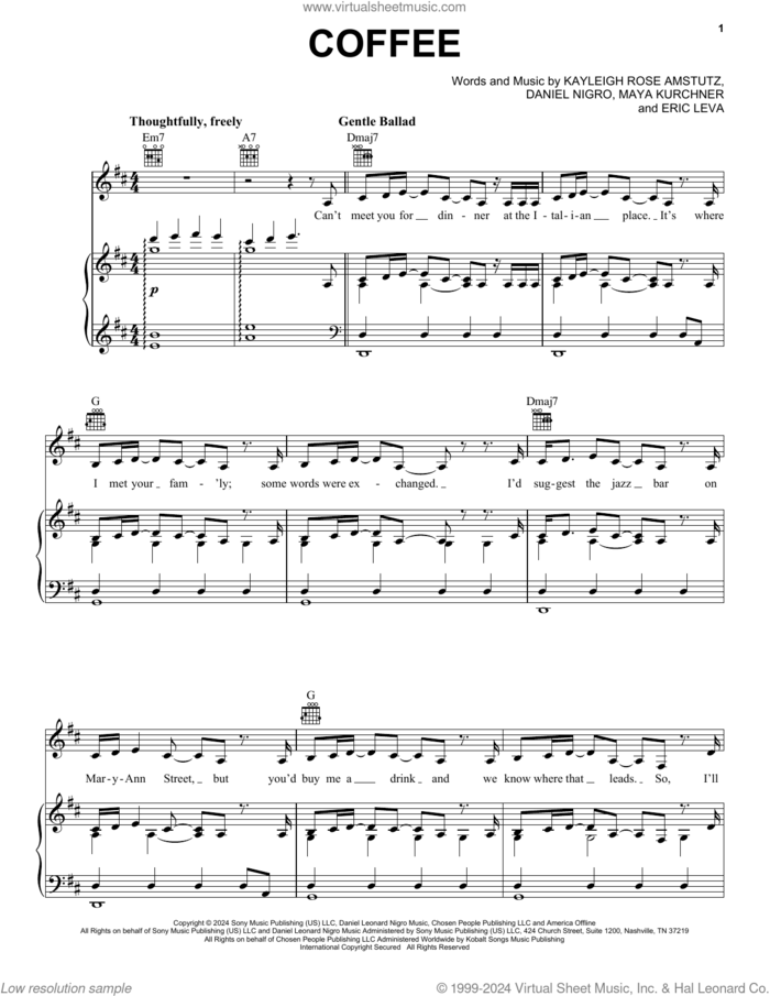 Coffee Sheet Music For Voice Piano Or Guitar PDF interactive 