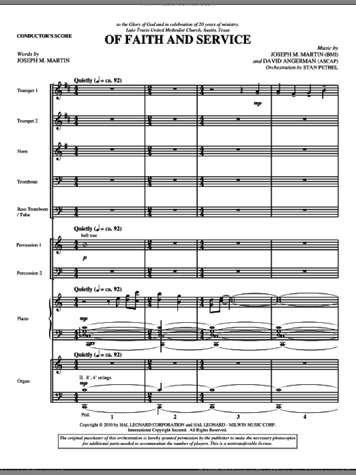 Of Faith And Service (COMPLETE) sheet music for orchestra/band (Orchestra) by Joseph M. Martin and David Angerman, intermediate skill level