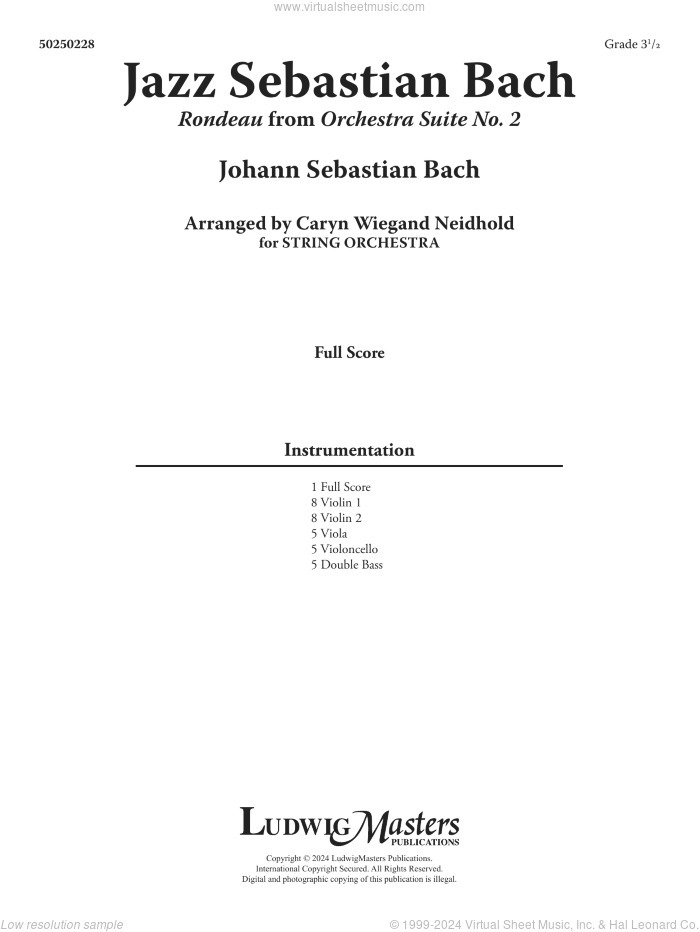 Jazz Sebastian Bach (COMPLETE) sheet music for orchestra by Caryn Wiegand Neidhold and Johann Sebastian Bach, intermediate skill level