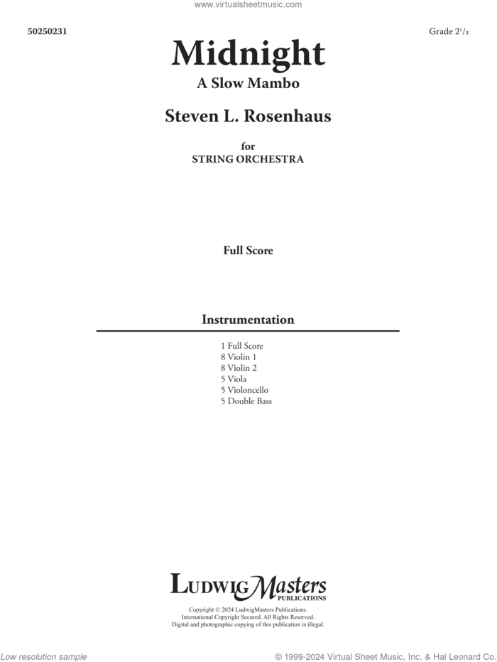 Midnight (A Slow Mambo) (COMPLETE) sheet music for orchestra by Steven Rosenhaus, intermediate skill level