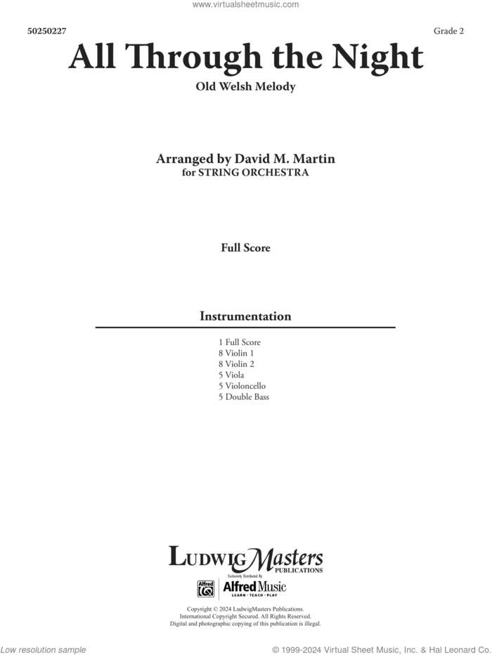 All Through The Night (arr. David M Martin) (COMPLETE) sheet music for orchestra  and David M Martin, intermediate skill level