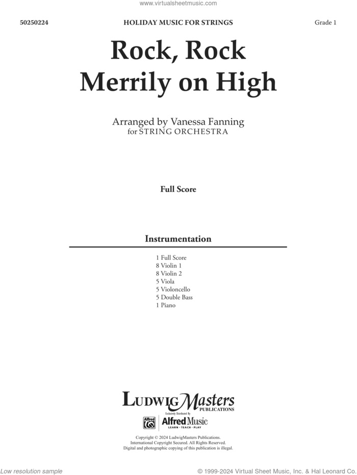 Rock, Rock Merrily on High (COMPLETE) sheet music for orchestra by Vanessa Fanning, intermediate skill level