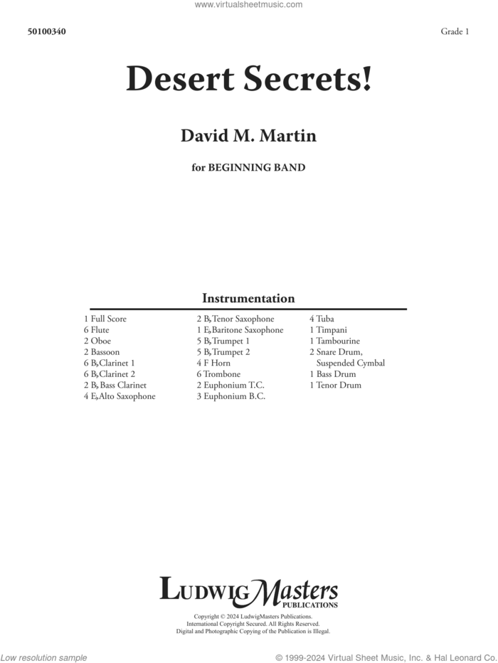 Desert Secrets! (COMPLETE) sheet music for concert band by David M. Martin, intermediate skill level