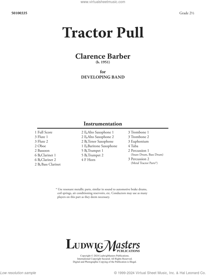 Tractor Pull (COMPLETE) sheet music for concert band by Clarence Barber, intermediate skill level