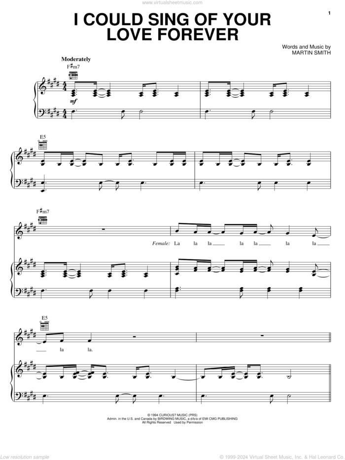 I Could Sing Of Your Love Forever sheet music for voice, piano or guitar by Delirious?, Passion Band and Martin Smith, wedding score, intermediate skill level