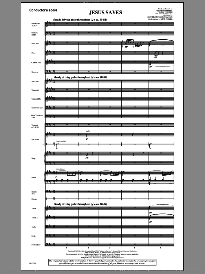 Jesus Saves (COMPLETE) sheet music for orchestra/band (Orchestra) by Heather Sorenson, David Moffitt and Travis Cottrell, intermediate skill level