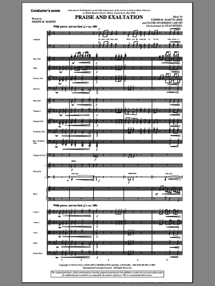 Praise And Exaltation (COMPLETE) sheet music for orchestra/band (Orchestra) by Joseph M. Martin and David Angerman, intermediate skill level