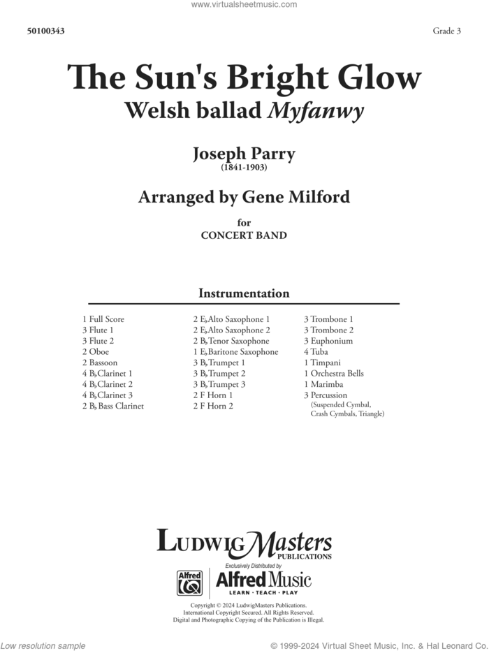 The Sun's Bright Glow (arr. Gene Milford) (COMPLETE) sheet music for concert band by Joseph Parry and Gene Milford, intermediate orchestra