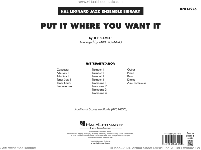 Put It Where You Want It (arr. Mike Tomaro) (COMPLETE) sheet music for jazz band by Joe Sample and Mike Tomaro, intermediate skill level