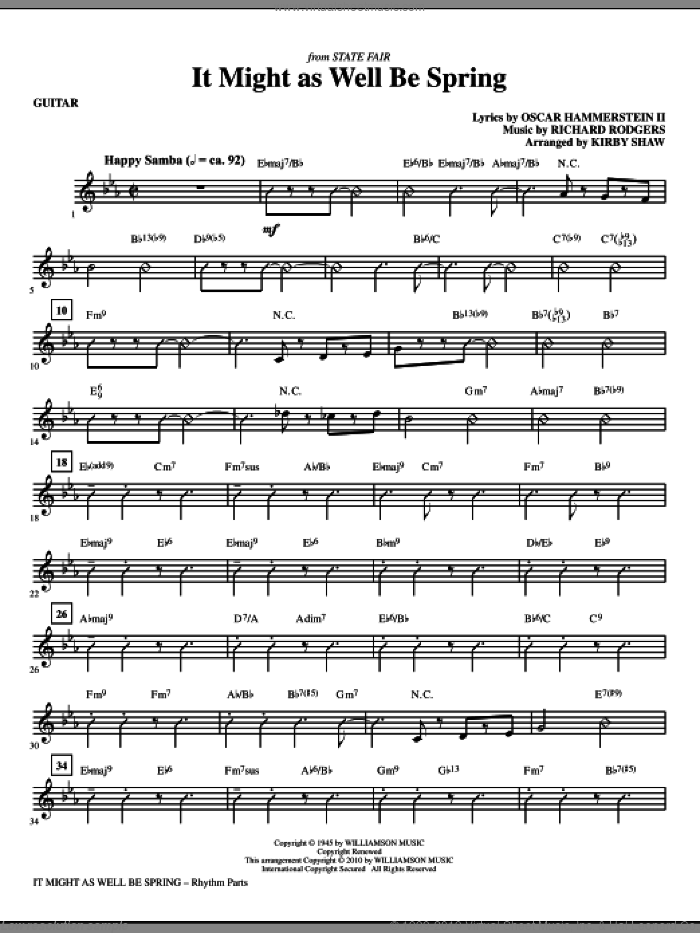 It Might As Well Be Spring (complete set of parts) sheet music for orchestra/band (Rhythm) by Richard Rodgers, Oscar II Hammerstein and Kirby Shaw, intermediate skill level