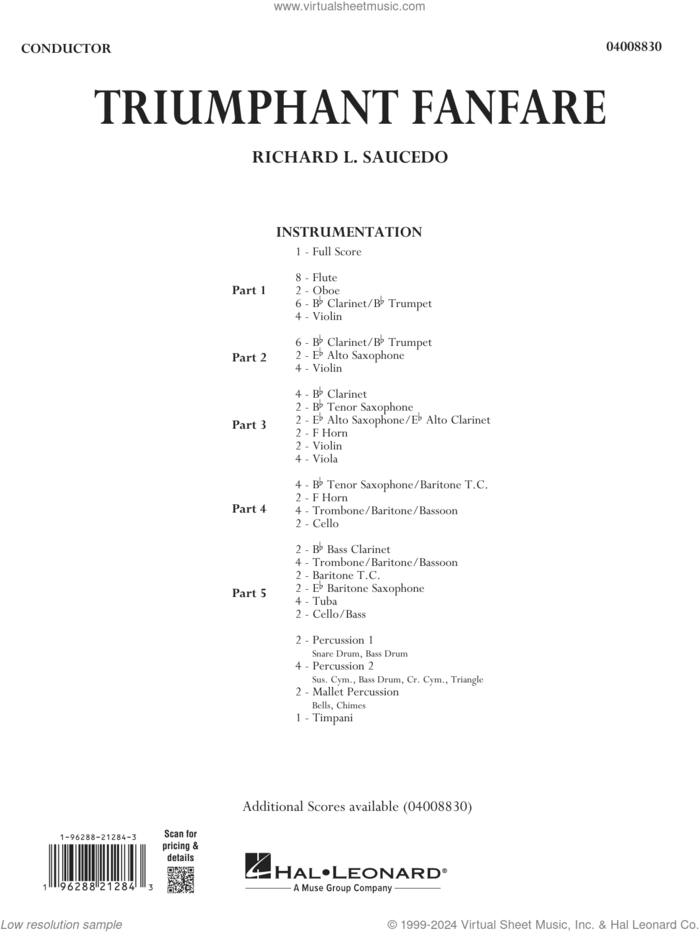 Triumphant Fanfare (COMPLETE) sheet music for concert band by Richard L. Saucedo, intermediate skill level