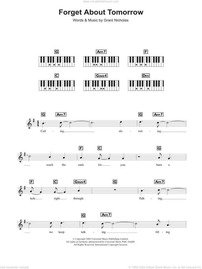 Forget About Tomorrow sheet music for piano solo (chords, lyrics, melody) by Feeder and Grant Nicholas, intermediate piano (chords, lyrics, melody)