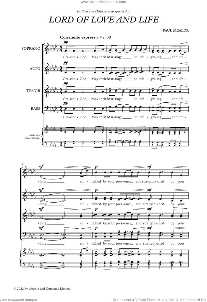 Lord Of Love And Life sheet music for choir (SATB Divisi) by Paul Mealor, classical score, intermediate skill level