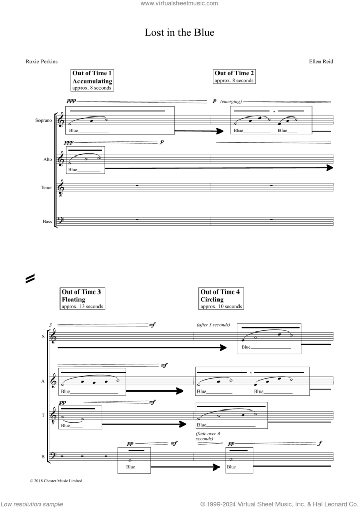 Lost In The Blue sheet music for choir (SATB Divisi) by Ellen Reid, classical score, intermediate skill level