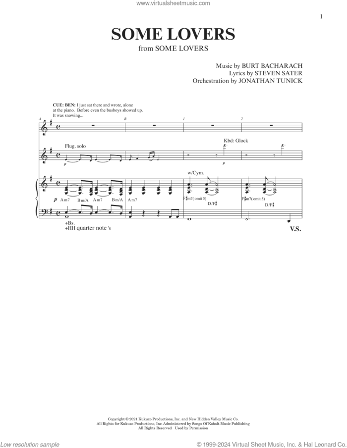 Some Lovers (from Some Lovers) sheet music for voice and piano by Burt Bacharach, Burt Bacharach & Steven Sater, Jonathan Tunick and Steven Sater, intermediate skill level