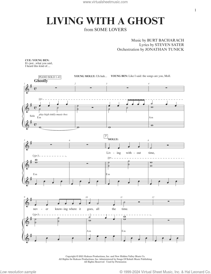 Living With A Ghost (from Some Lovers) sheet music for voice and piano by Burt Bacharach, Burt Bacharach & Steven Sater, Jonathan Tunick and Steven Sater, intermediate skill level