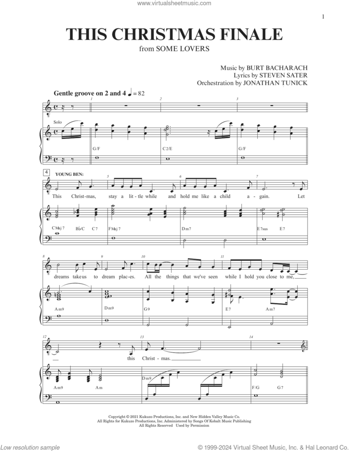 This Christmas Finale (from Some Lovers) sheet music for voice and piano by Burt Bacharach, Burt Bacharach & Steven Sater, Jonathan Tunick and Steven Sater, intermediate skill level