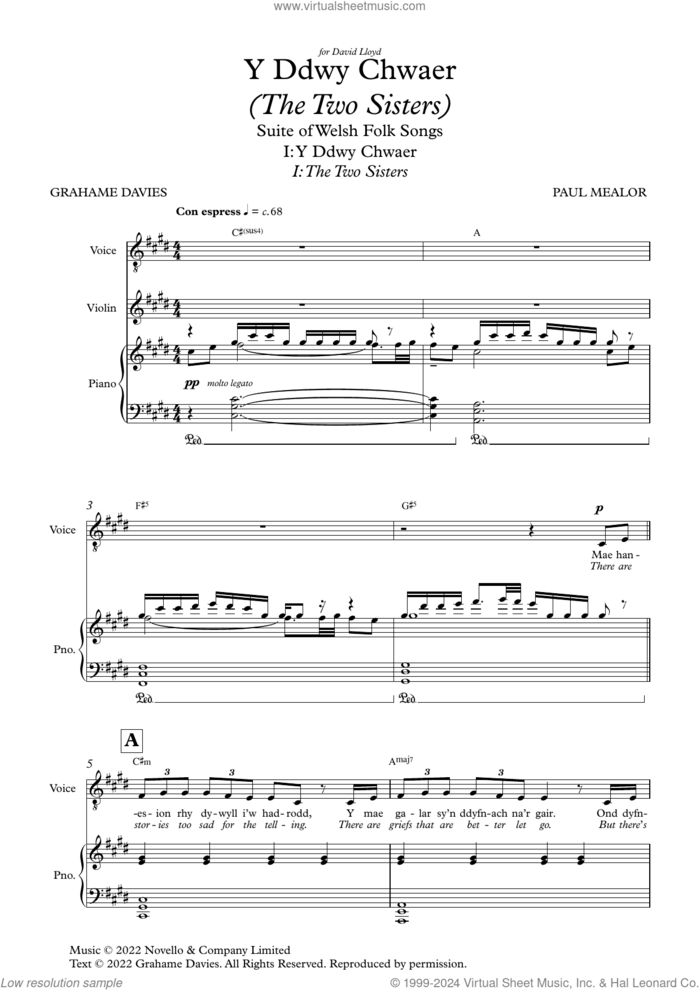 Y Ddwy Chwaer (The Two Sisters) (full score) sheet music for chamber ensemble (full score) by Paul Mealor, classical score, intermediate skill level