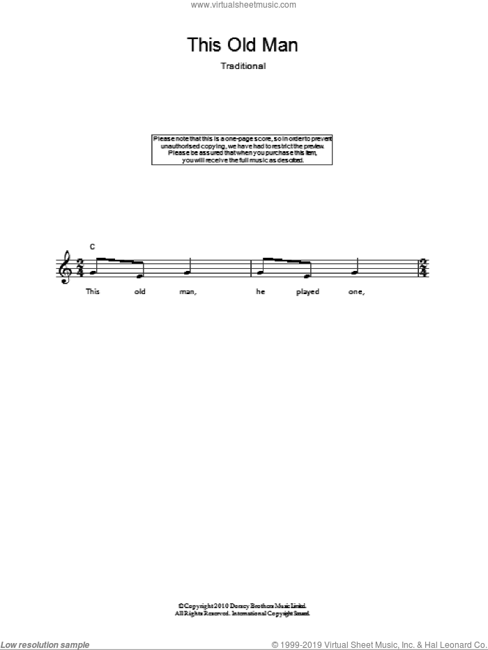 This Old Man sheet music for voice and other instruments (fake book), intermediate skill level