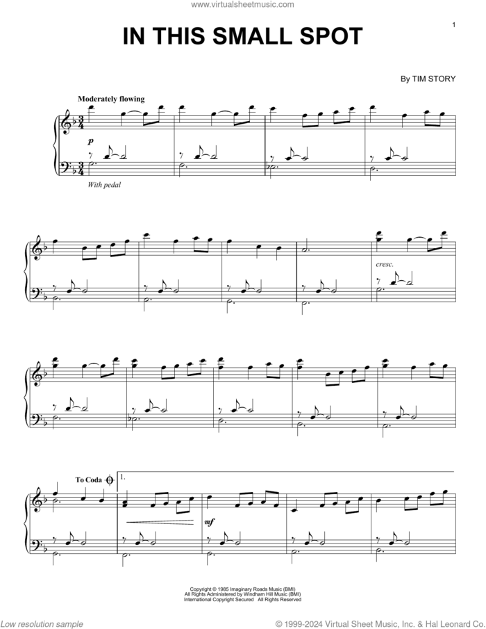 In This Small Spot sheet music for piano solo by Tim Story, intermediate skill level