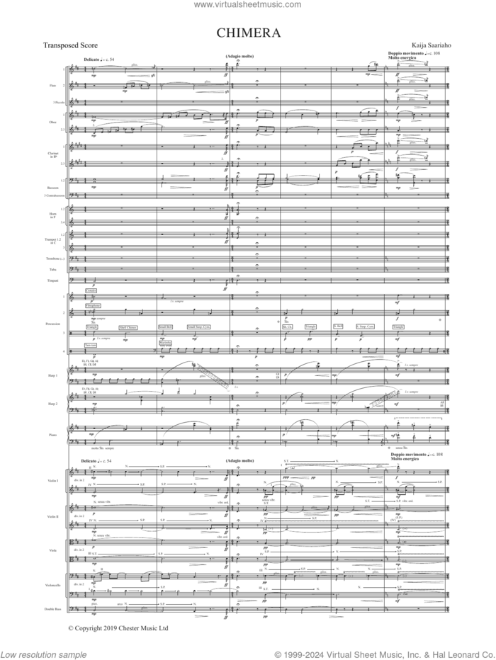 Chimera sheet music for orchestra (study score) by Kaija Saariaho, classical score, intermediate skill level