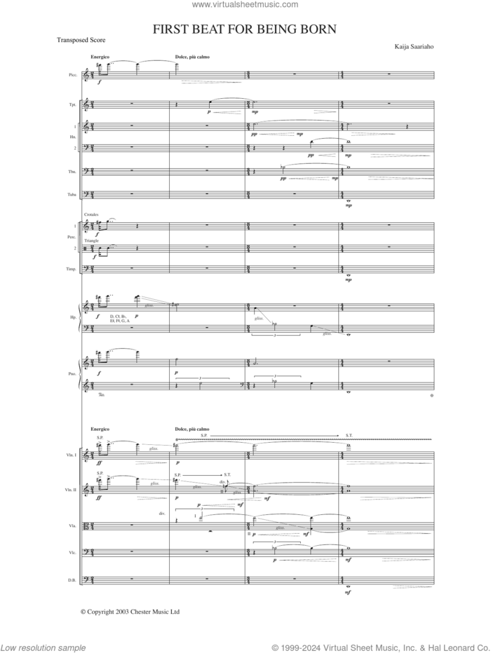 Forty Heartbeats sheet music for orchestra (study score) by Kaija Saariaho, classical score, intermediate skill level