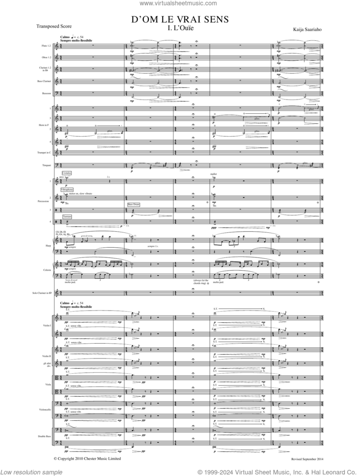 D'OM LE VRAI SENS sheet music for orchestra (study score) by Kaija Saariaho, classical score, intermediate skill level