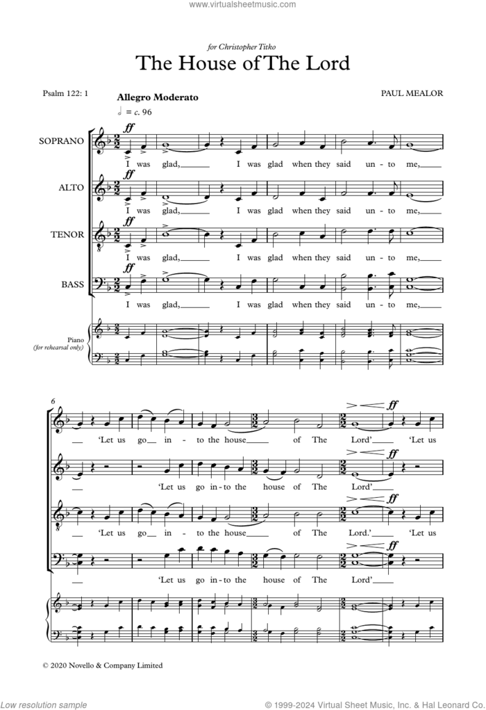 The House Of The Lord sheet music for choir (SATB: soprano, alto, tenor, bass) by Paul Mealor, intermediate skill level