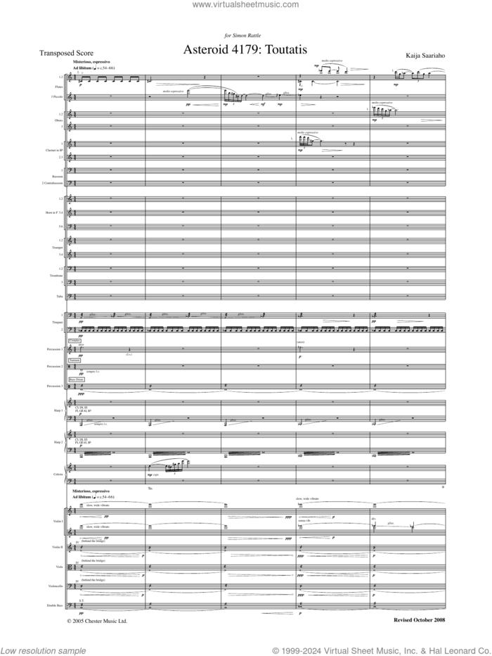 Asteroid 4179: Toutatis sheet music for orchestra (study score) by Kaija Saariaho, classical score, intermediate skill level