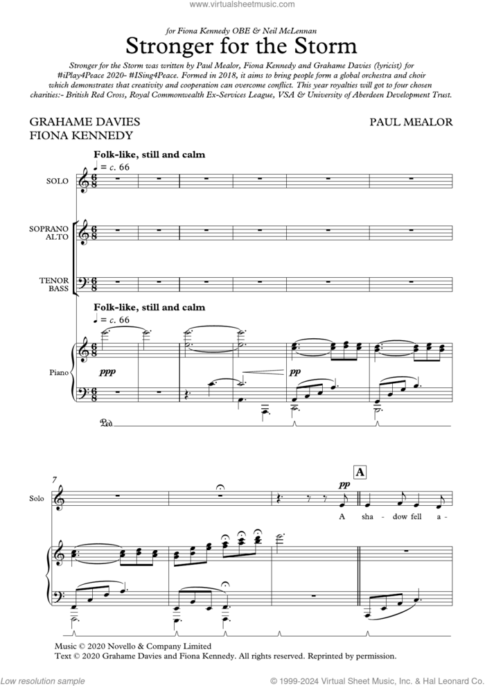 Stronger For The Storm (Vocal score) sheet music for choir (SATB: soprano, alto, tenor, bass) by Paul Mealor, classical score, intermediate skill level