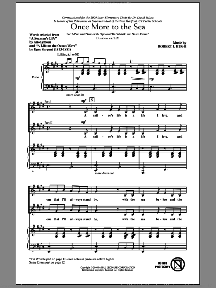 Once More To The Sea sheet music for choir (2-Part) by Robert Hugh, intermediate duet